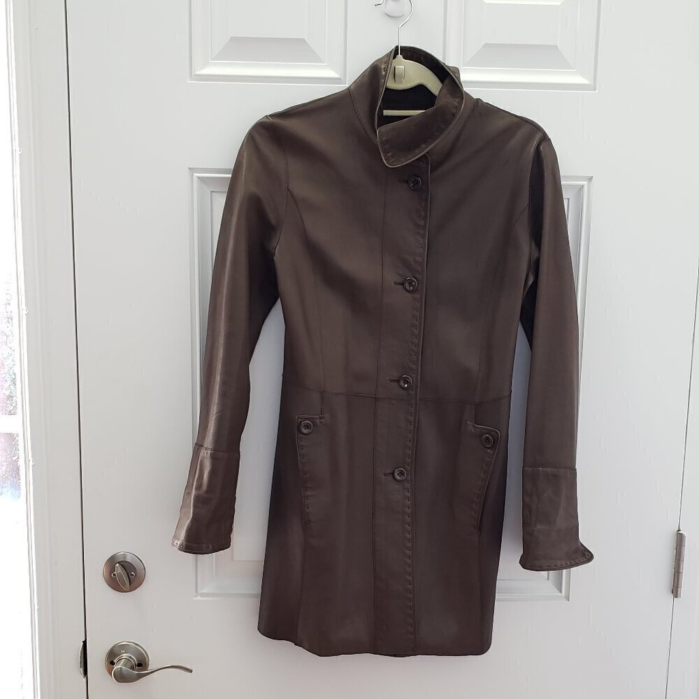 Leather Coat. Size Extra Small.  Brown